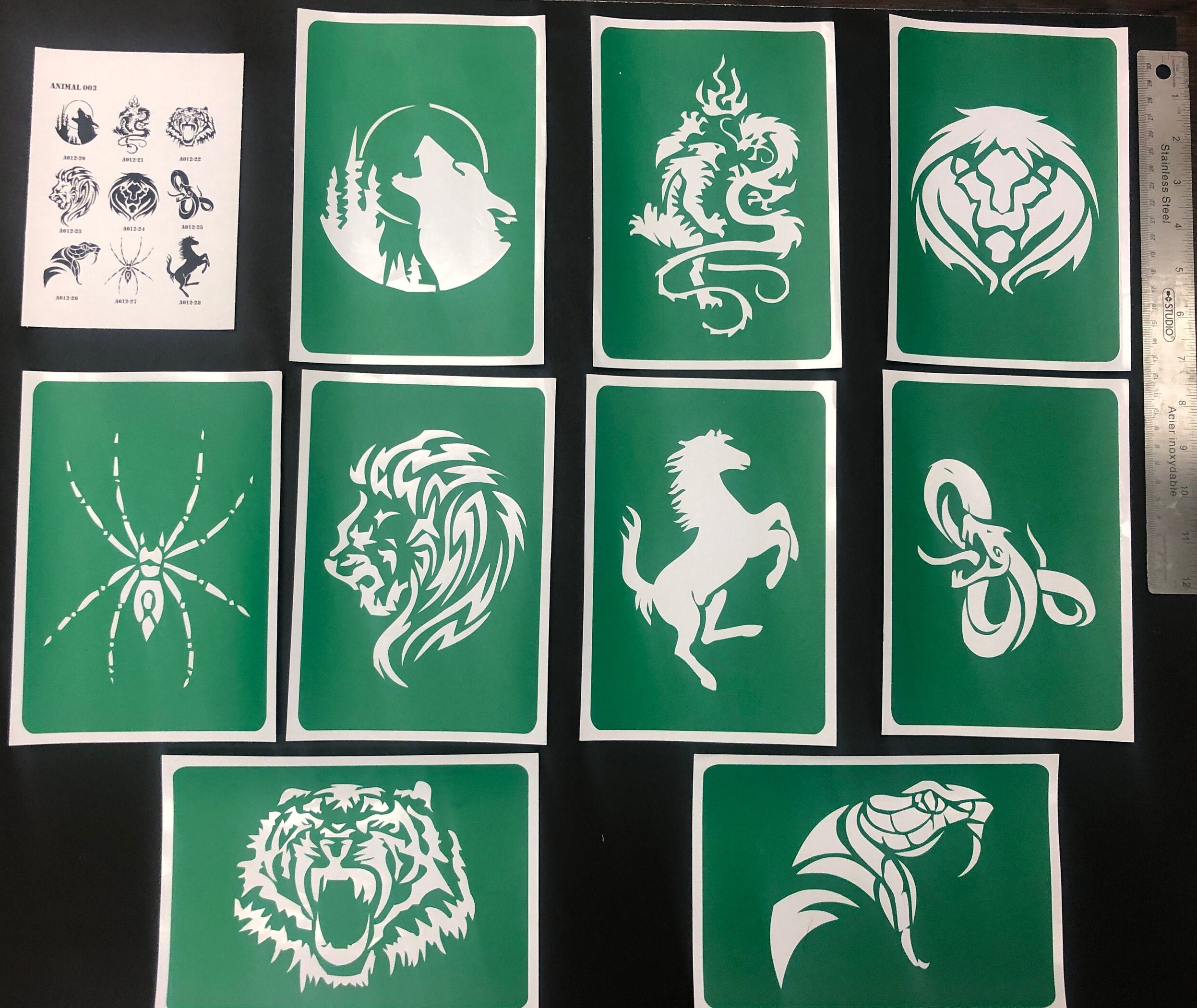 Reusable Airbrush Tattoo Stencils Set Made of 6mil Adhesive Etsy