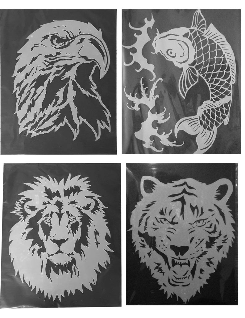 4 Animals Laser Cut Airbrush Mylar Stencil for Artists Etsy