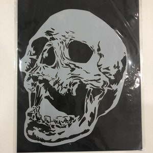 two layers Mylar reusable stencil realistic  skull design for airbrush painting, art, craft