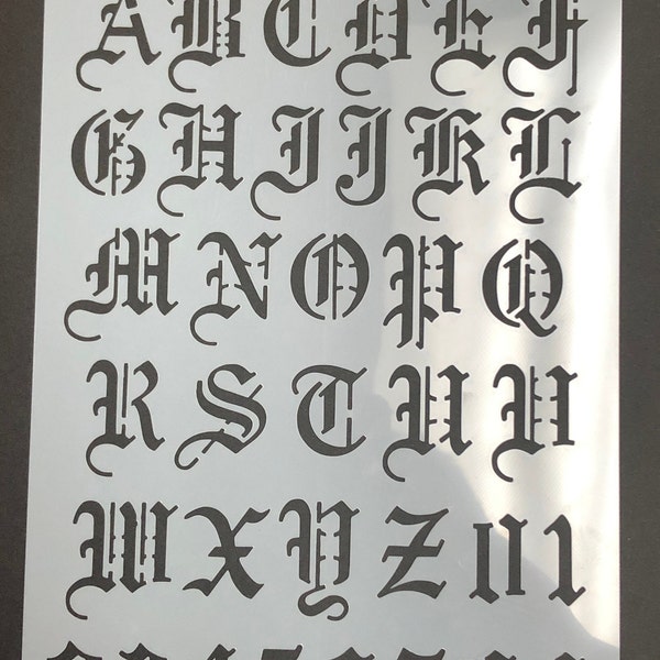 Old English Letter Set Laser cut Stencil for Airbrush Design,  Painting, Art & Craft