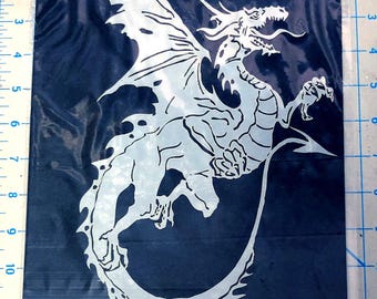 Laser cut Mythical Dragon Stencil Design 10 mils reusable Mylar for Airbrush Painting and Craft