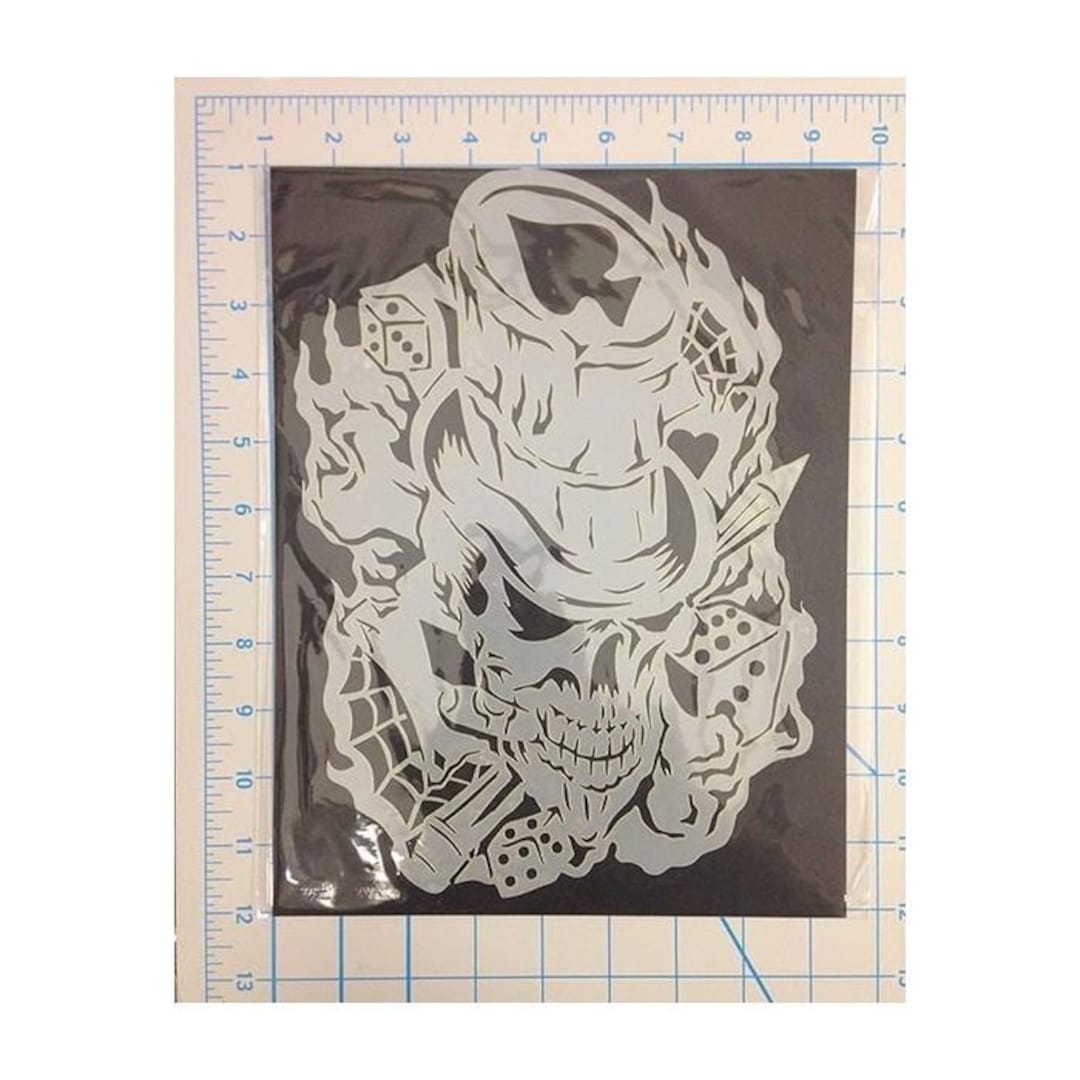 10 Mils Laser Cut Airbrush Stencil Skull N' Dice Design for Art, Design