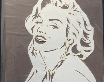 Marilyn Monroe Portrait Design 10 mil lasergeschnittene Airbrush Mylar Schablone für Künstler, Designer und zum Arbeiten auf T-Shirt, Textil, Holz, Metall