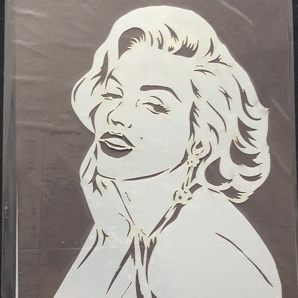 Portrait marilyn Monroe Design 10 mil aérographe découpé au laser Mylar pochoir pour artistes, designer et pour travailler sur T shirt, textile, bois, métal