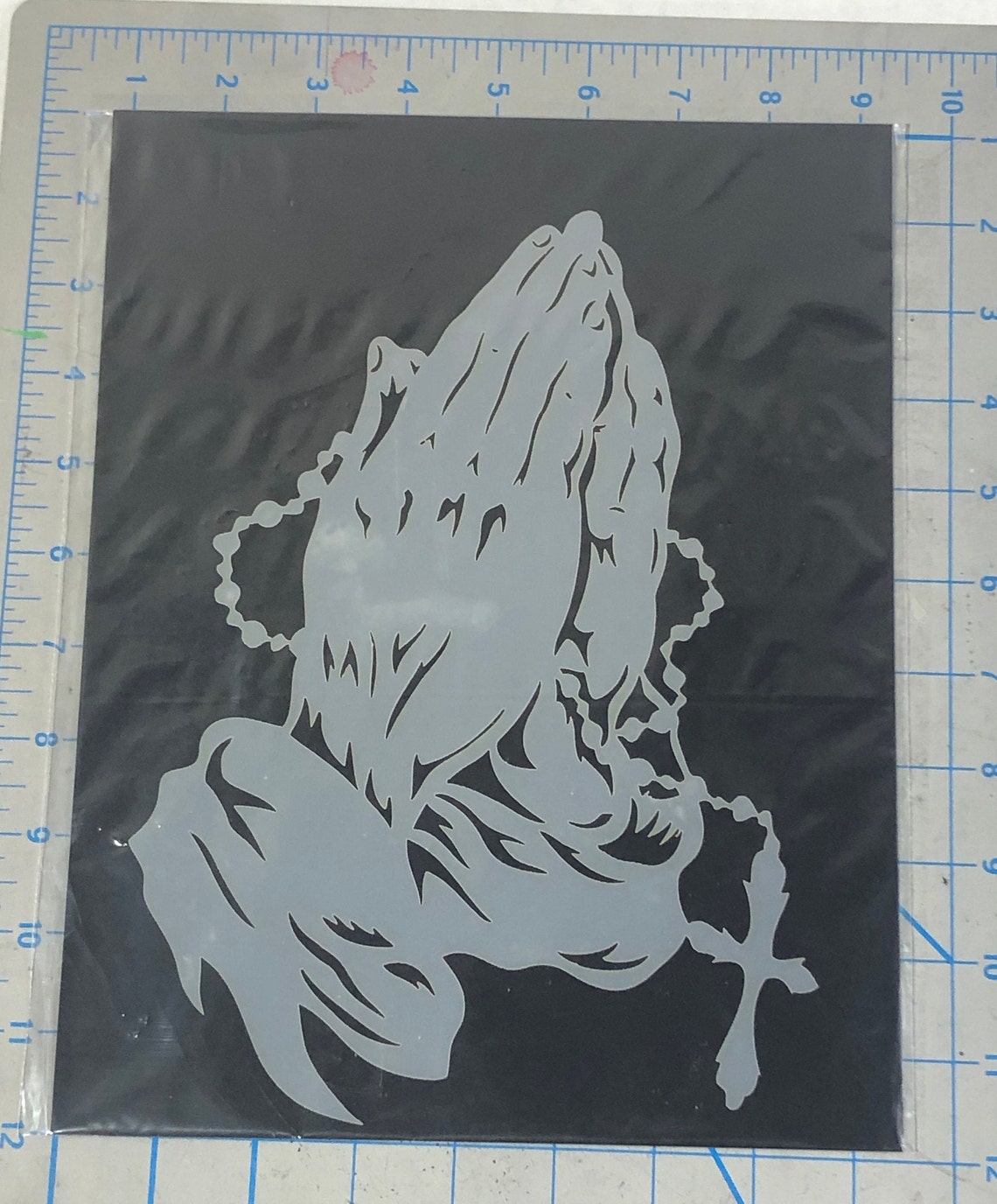 Two Layers Mylar Reusable Stencil Praying Hands Design for Airbrush