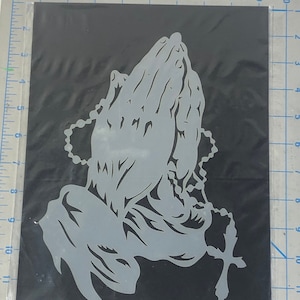 two layers Mylar reusable stencil praying hands design for airbrush painting, art, craft