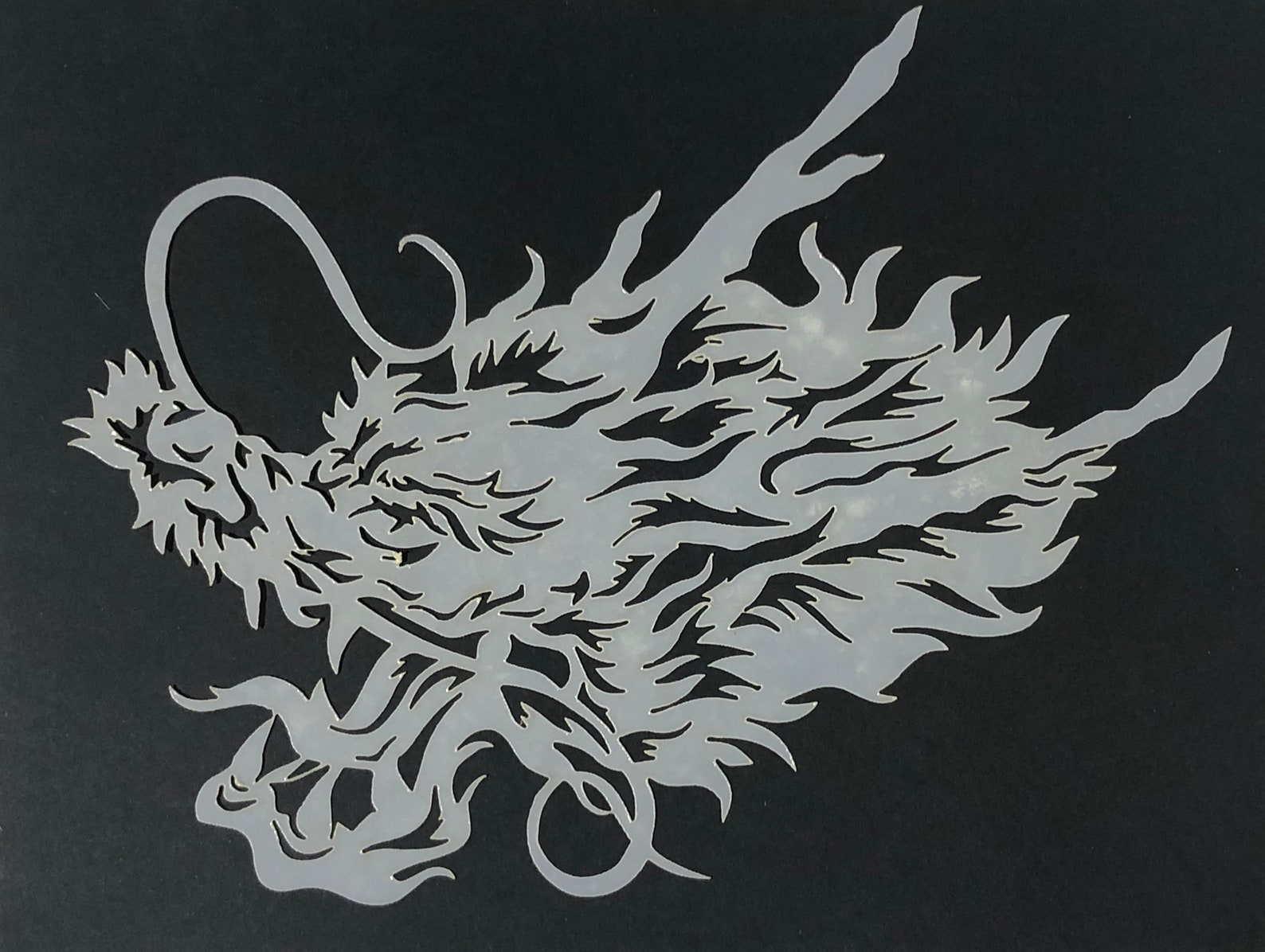 10 Mil Reusable Laser Cut Mylar Airbrush Stencil Dragon Head Design For 10-mil-reusable-laser-cut-mylar-airbrush-stencil-dragon-head-design-for