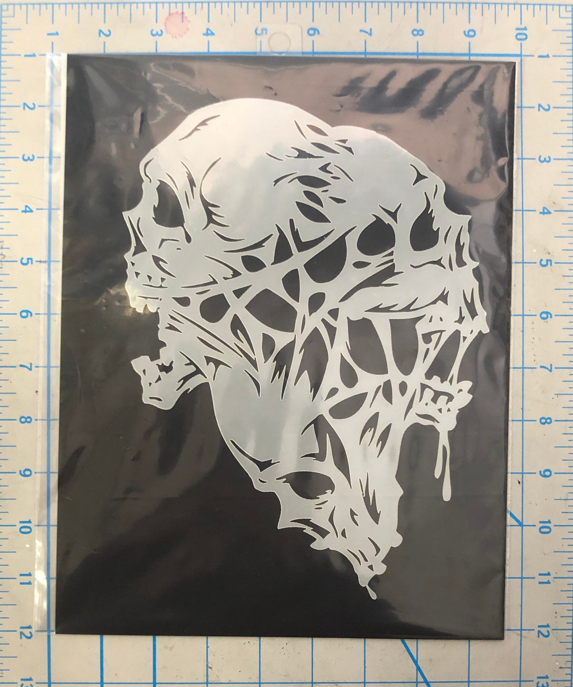 Triple skulls reusable stencil laser cut 10 mils Mylar 2 Etsy