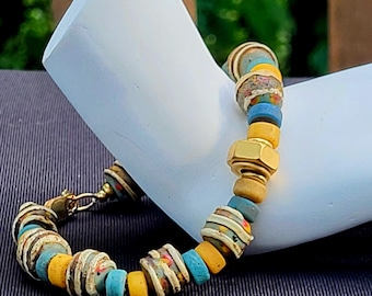 Men&#39;s Colorful Sporty Bracelet, Everyday Wear, Boyfriend Hex Nut Beaded Bracelet, One of a Kind Men&#39;s Bracelet, Gift for Son Bracelet,