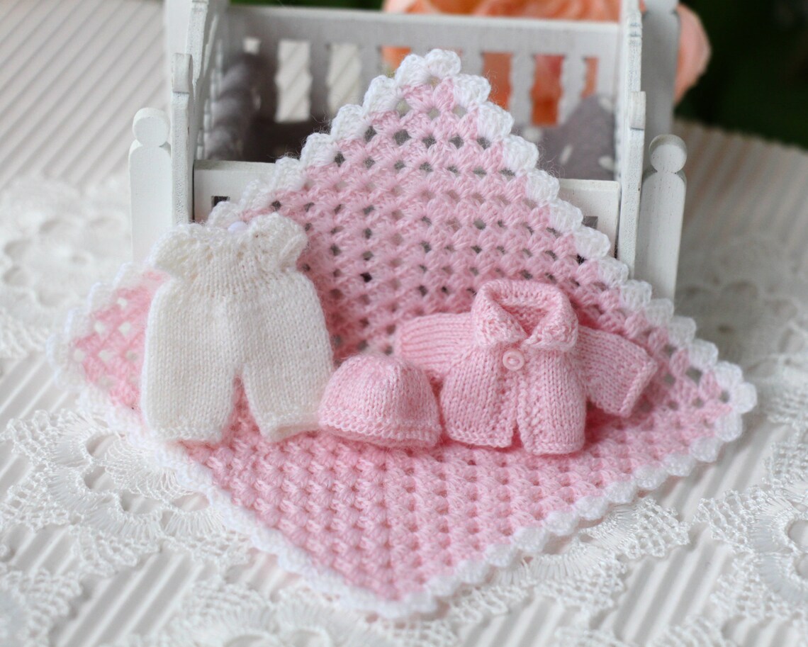 Miniature Baby doll clothes 2 inches doll Miniature knitted Etsy