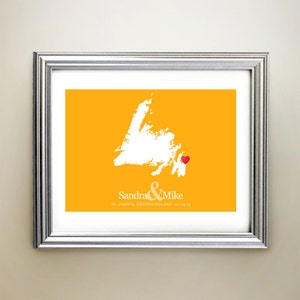 Newfoundland aangepaste horizontale hartkaartkunst - gepersonaliseerde namen, huwelijkscadeau, verloving, jubileumdatum