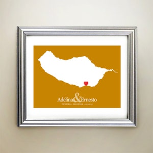 Madeira individuelle horizontale Herzkarte Kunst - Personalisierte Namen, Hochzeitsgeschenk, Verlobung, Jubiläumsdatum