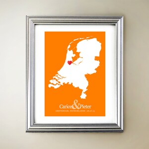 Carte cardiaque verticale personnalisée des Pays-Bas - Prénoms personnalisés, cadeau de mariage, fiançailles, date d'anniversaire