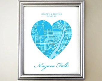 Niagara Falls Heart Map Print