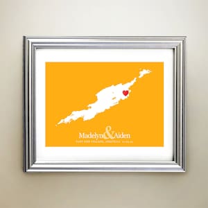 Anguilla aangepaste horizontale hartkaartkunst - gepersonaliseerde namen, huwelijkscadeau, verloving, verjaardag
