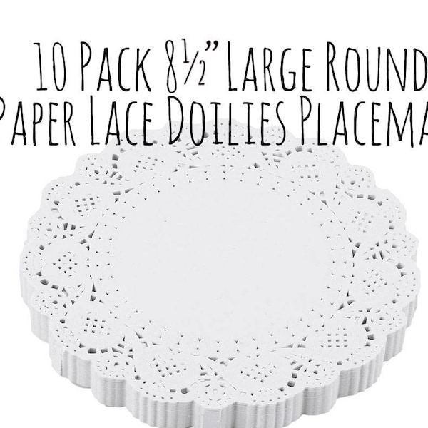 8" White Paper Lace Doily, Large Round White Paper Doilies, Placemats, Cake Plate Mat, Wedding Supply, Party Supply, Shabby Chic