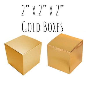 Caixas Douradas 2 x 2 x 2" Quadrado, Pacote de 5 a 20 Caixas de Lembrancinhas de Casamento, Caixa de Presente, Caixa de Cupcake/Caixa de Doces - Caixa de Papelão Lisa, Faça Você Mesmo, Caixa Dourada