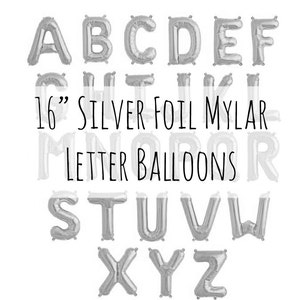 Balões de letras prateadas de 16 &quot;, balões Mylar de folha de prata metálica de 16 polegadas, escolha suas letras e números, decorações de festa, balões de nome