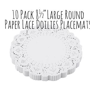 8&quot; White Paper Lace Doily, Large Round White Paper Doilies, Placemats, Cake Plate Mat, Wedding Supply, Party Supply, Shabby Chic