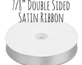 Silver Ribbon, Satin Ribbon, 7 8 quot Ribbon, Grosgrain Ribbon, Gift Ribbon, Gift Wrapping, Wedding Supplies, Hair Ribbon