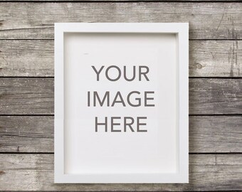 Download Free Vertical White Frame Mockup on Distressed Grey Wood Background, Landscape Format, Art Styling, Photography Poster Mockup, INSTANT DOWNLOAD PSD Template