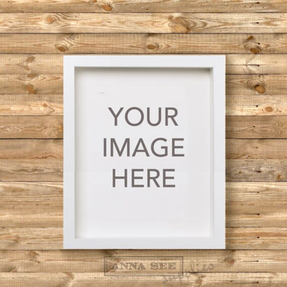 Vertical White Frame Mockup On Distressed Natural Rustic Wood