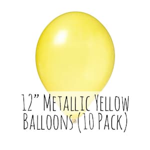 12&quot; Metallic Yellow Balloons, 12 Inch Metallic Yellow Balloons, 1 ft Balloon, Party Decorations, Wedding, Birthday Decoration