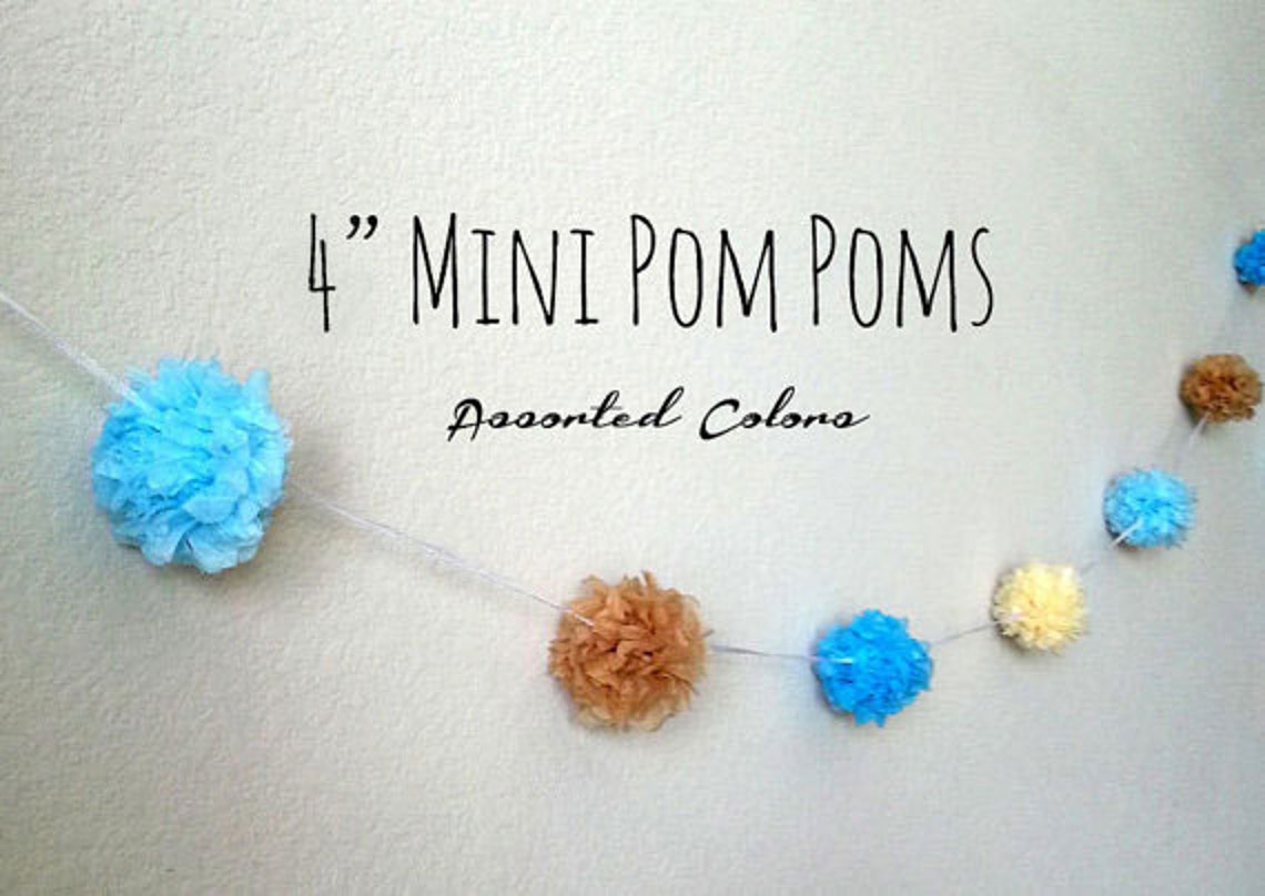 4 Tissue Mini Pom Poms Tissue Paper Small Pom Cake Etsy