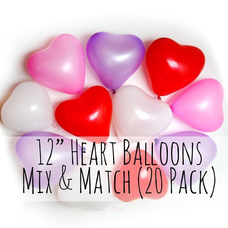 12 Heart Balloons 20 Pack Mix And Match Set Select Etsy