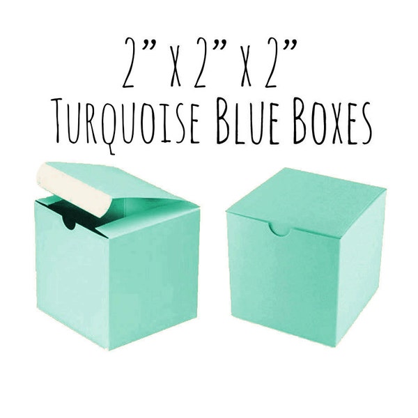 Turquoise Blue 2 x 2 x 2" Square Boxes, 5 To 20 Pack of Wedding Favor Boxes, Gift Box, Aqua Cupcake Box/Candy Box-Smooth Cardboard Turquoise