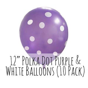 12&quot; Polka Dot Purple Balloons, 12 Inch Purple and White Dots Latex Balloons, Violet Balloons, Party Decoration, Wedding, Birthday Decoration