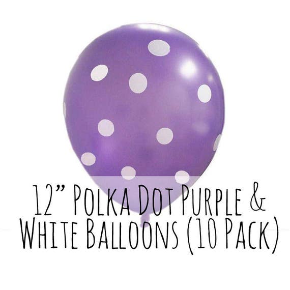 12 Polka Dot Purple Balloons 12 Inch Purple And White Etsy