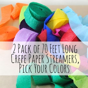 Rainbow Crepe Paper Decorative Streamers 70 Metres 7 Colours