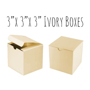 Cajas de marfil 3 x 3 x 3", crudo, paquete de 5 a 20 cajas de favor de boda, caja de regalo, caja de cupcakes/caja de dulces-caja de cartón de marfil liso, bricolaje de boda
