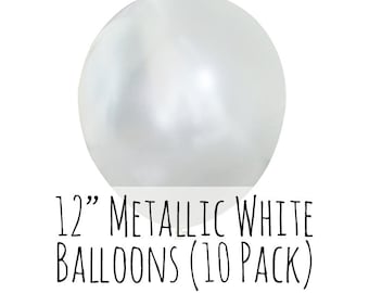 12" Metallic White Balloons, 12 Inch Metallic Warm White Balloons, 1 ft Balloon, Party Decorations, Wedding, Birthday Decoration