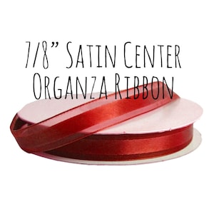 Red Ribbon, Red Satin Ribbon, 7/8&quot; Ribbon, Red Organza Ribbon, Gift Ribbon, Decoration, Gift Wrapping, Wedding Supplies, Satin Center Ribbon