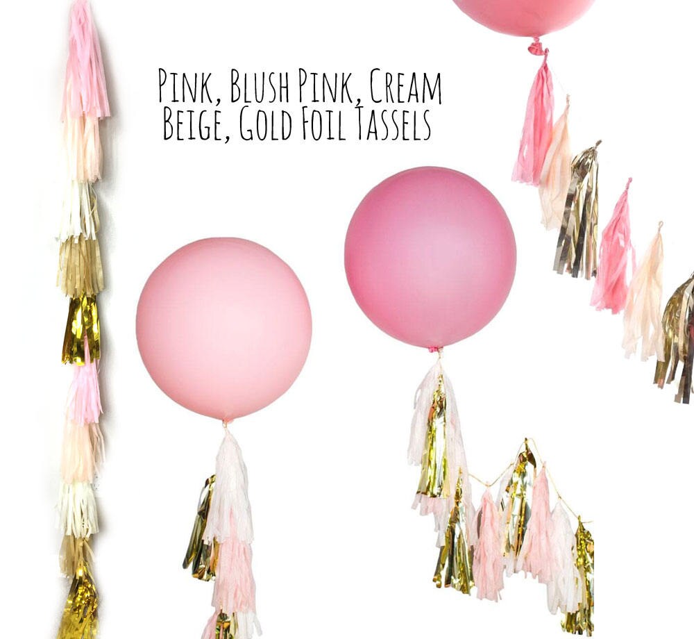 Balloon Tassels Tail in Blush Pink Peach and Gold Tassel Etsy