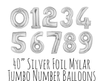 40" Srebrne balony z cyframi, 40-calowe błyszczące balony foliowe Mylar, niestandardowy wiek, wybierz swój rok, dekoracja imprezy, świętowanie, balony urodzinowe