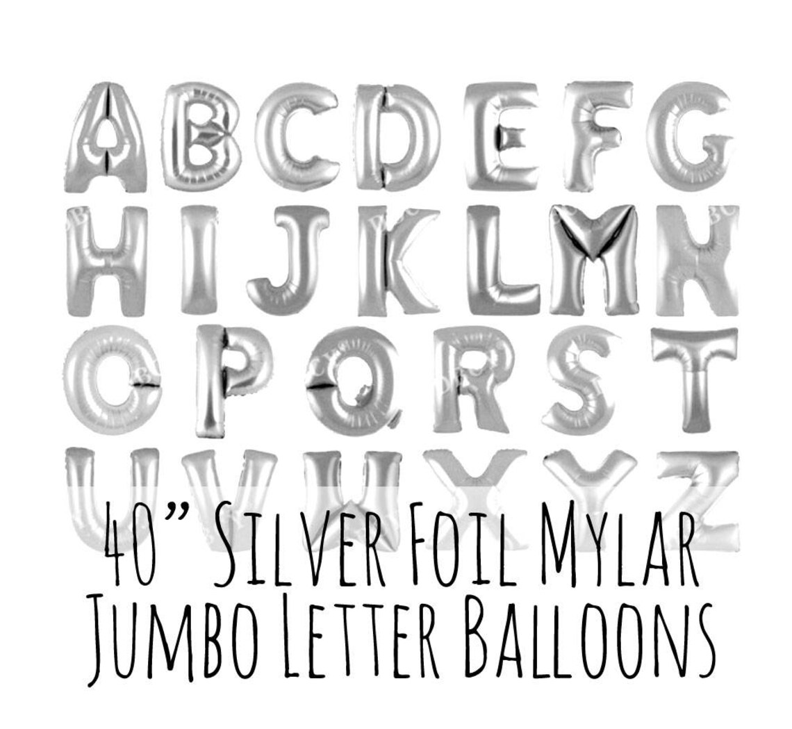 40 Silver Letter Balloons 40 Inch Shiny Silver Foil Etsy