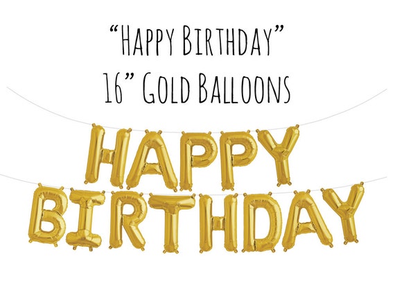 Gold Happy Birthday Balloon Letters With 14 Balloons, Birthday Ballon Kit  Includes 13 Mylar Balloons 