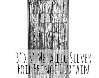 Metallic Silver Fringe Door Curtain, Silver Foil Fringe Backdrop, Photo Background, wall decor/photo prop/wedding decoration/party decor