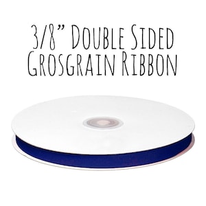 Solid Navy Blue Ribbon, Navy Grosgrain Ribbon, 3/8&quot; Ribbon, Solid Color Grosgrain Ribbon, Gift Ribbon Wrapping, Wedding Supply, Hair Ribbon