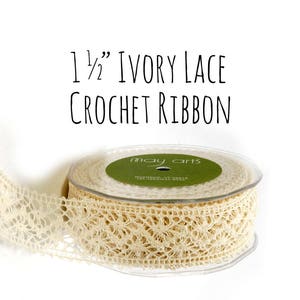 1.5" White Lace Crochet Ribbon, White Lace Wide Ribbon, Lace Ribbon ...