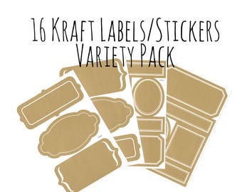 Kraft Style Labels/Stickers Variety Set, Blank Kraft Labels, Large Kraft Stickers, Organization, Mason Jar, Rustic Wedding, Favors