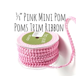 Rosa Mini Pom Poms Band, hell rosa Pom Pom Band 3/8 ", Pom Pom Band, Pom Pom Band, Geschenkband, Geschenkverpackung, Haarband, Bastelbedarf, Nähen