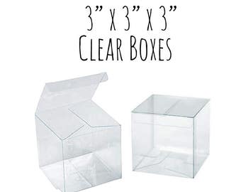 "3 x 3 x 3 ""klare Boxen, 25er Packung, Hochzeitsbevorzugungsboxen, Geschenkbox, durchsichtige Cupcake-Box / Candy Box - durchsichtige Acryl-Kunststoffbox, 3x3x3 Box."