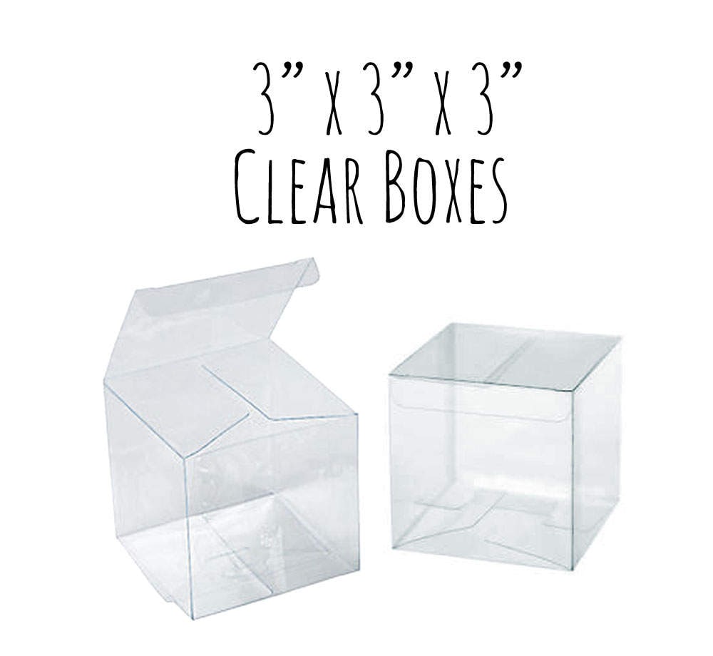 3 paquetes de cajas transparentes con tapa, caja acrílica de grado  alimenticio, caja de regalo de plástico, 2.5 x 2.5 x 2.5 pulgadas,  cuadrada, caja