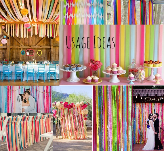 Paper Streamer Decorations 11 and 12 - colorful twisted streamers, cut  fringe contrasting streamers. DI…