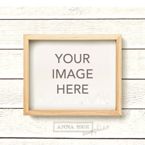 Horizontal Blond Wood Natural Frame Mockup On Clapboard Image 0