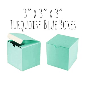 Robin's Egg, 3 x 3 x 3 po. Boîtes de 5 à 20 boîtes de cadeaux de mariage, Cadeau, Aqua Cupcake Box/Bonbonnière - Boîte en carton lisse, Turquoise